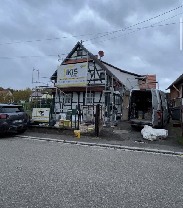 Ravalement maison à colombages, Merkwiller-Pechelbronn : pendant travaux